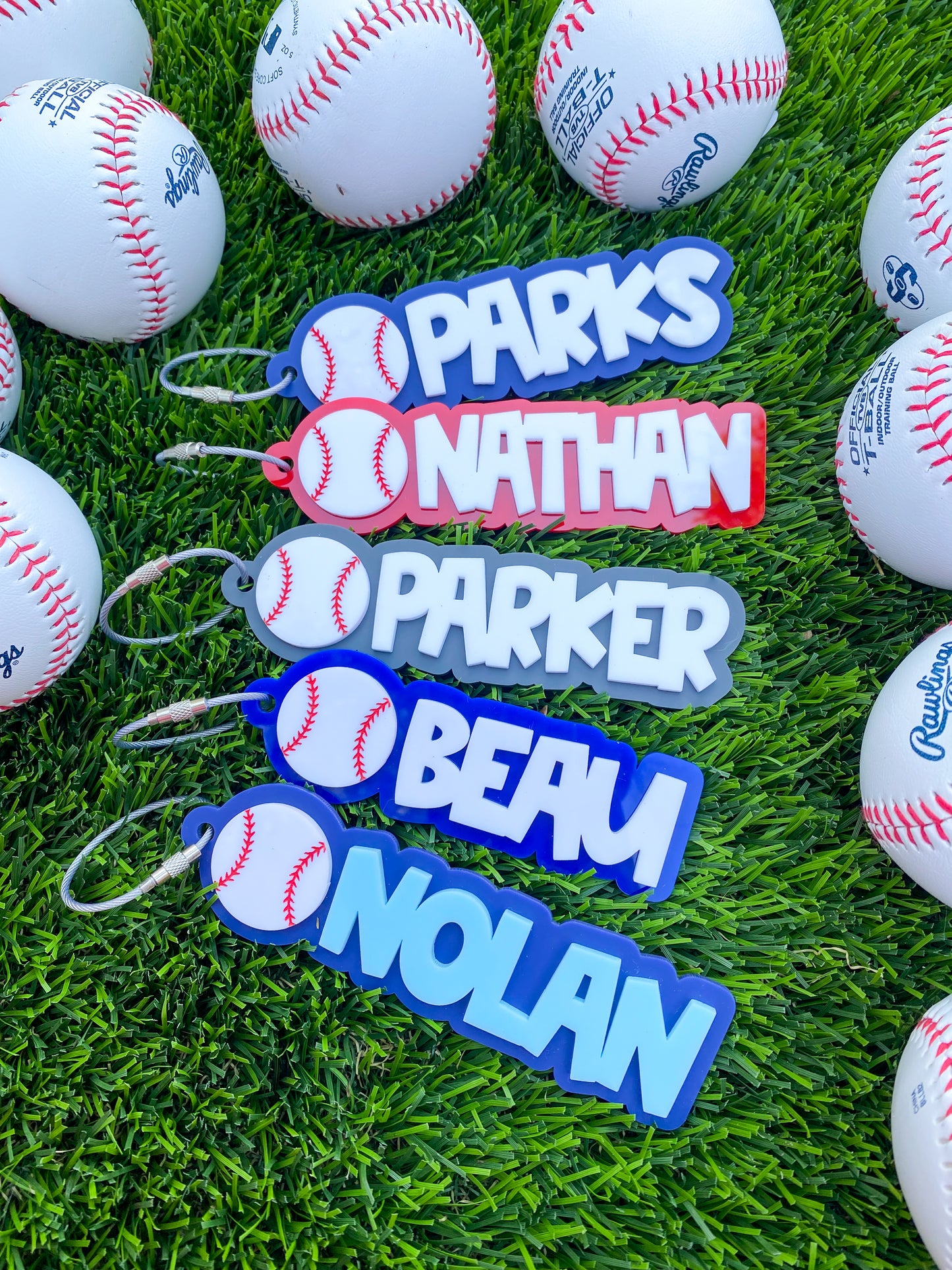 Custom Baseball Name Keychains
