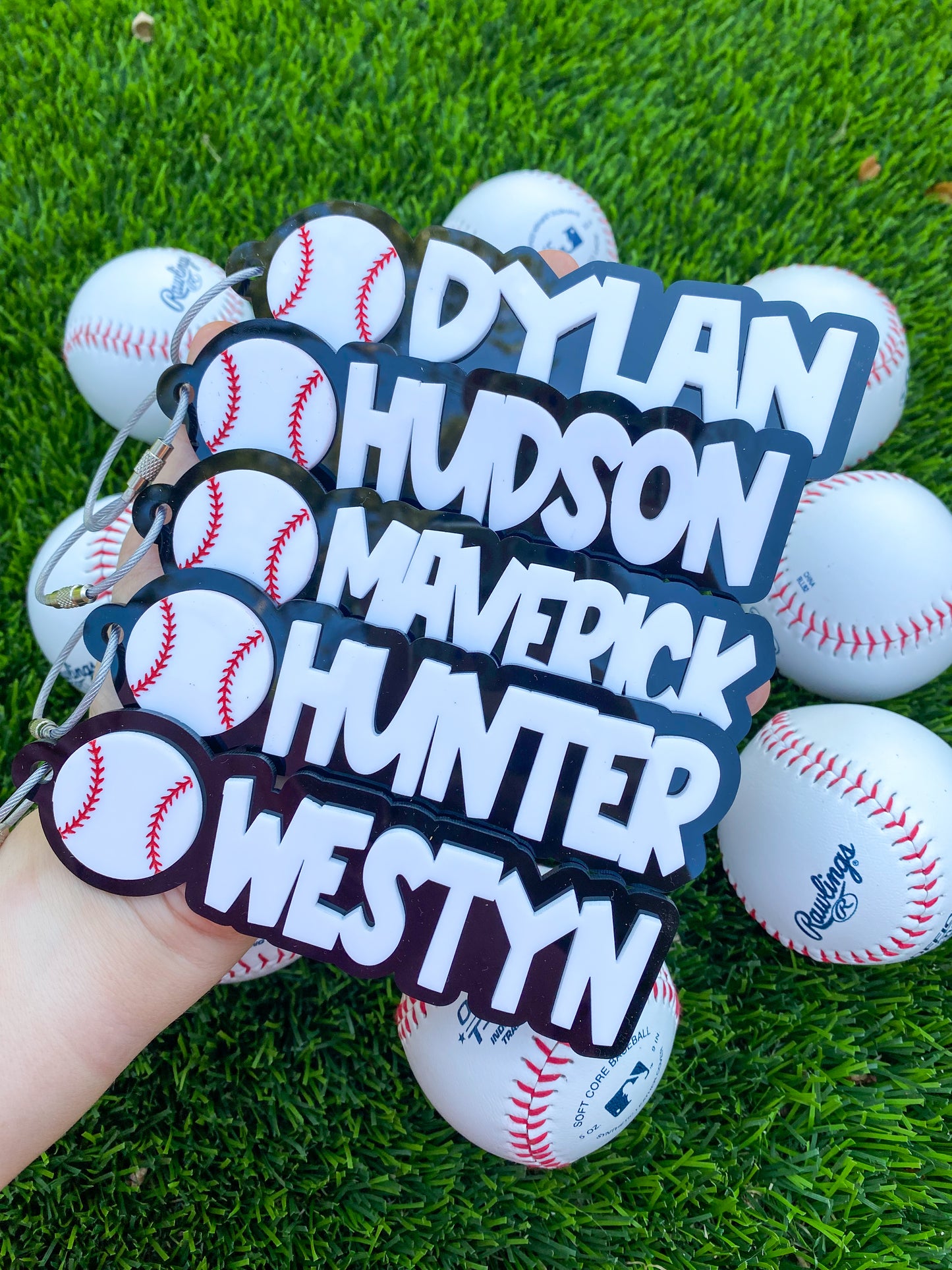 Custom Baseball Name Keychains