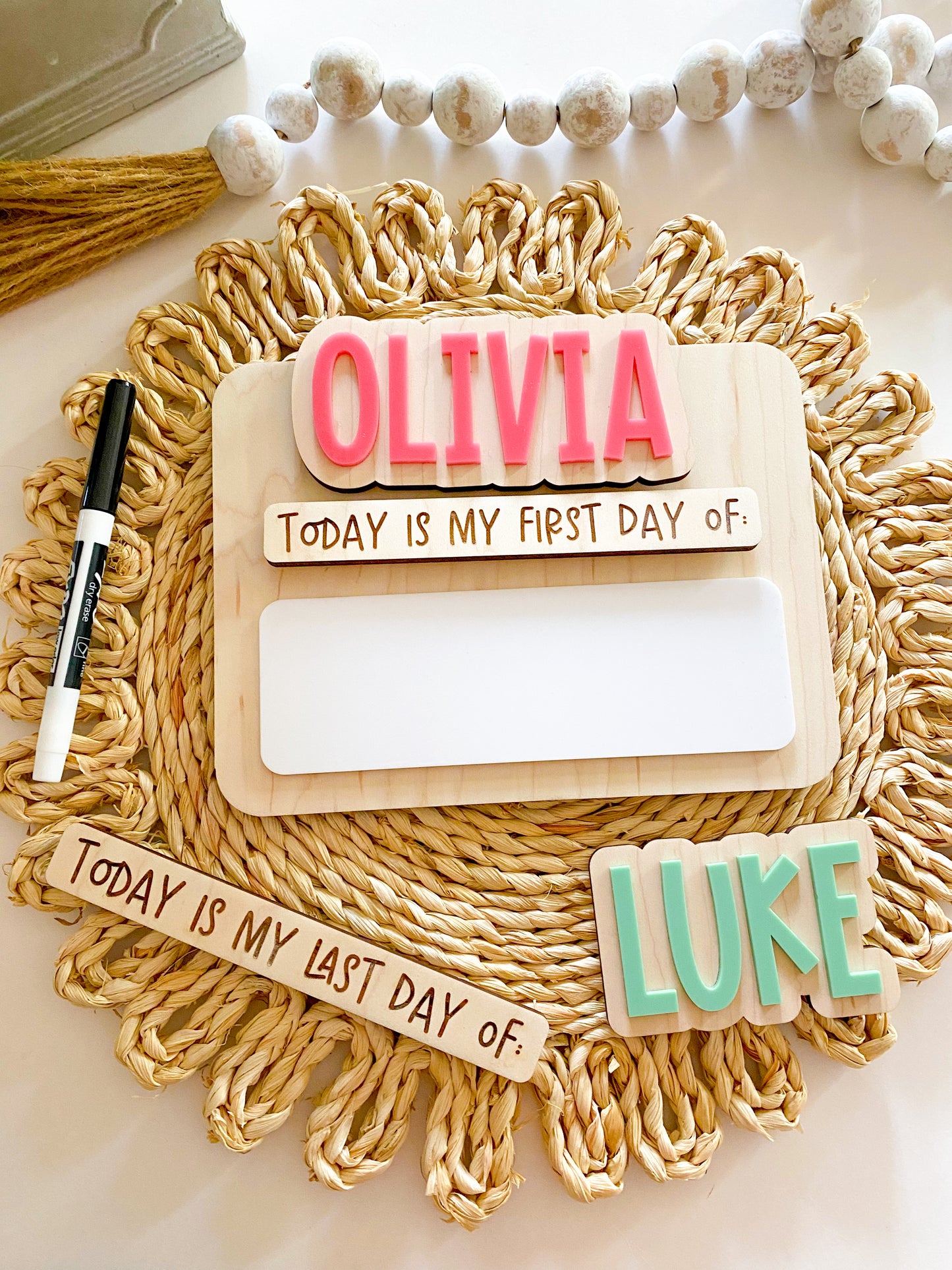 Personalized Small Interchangeable First & Last Day of School Sign