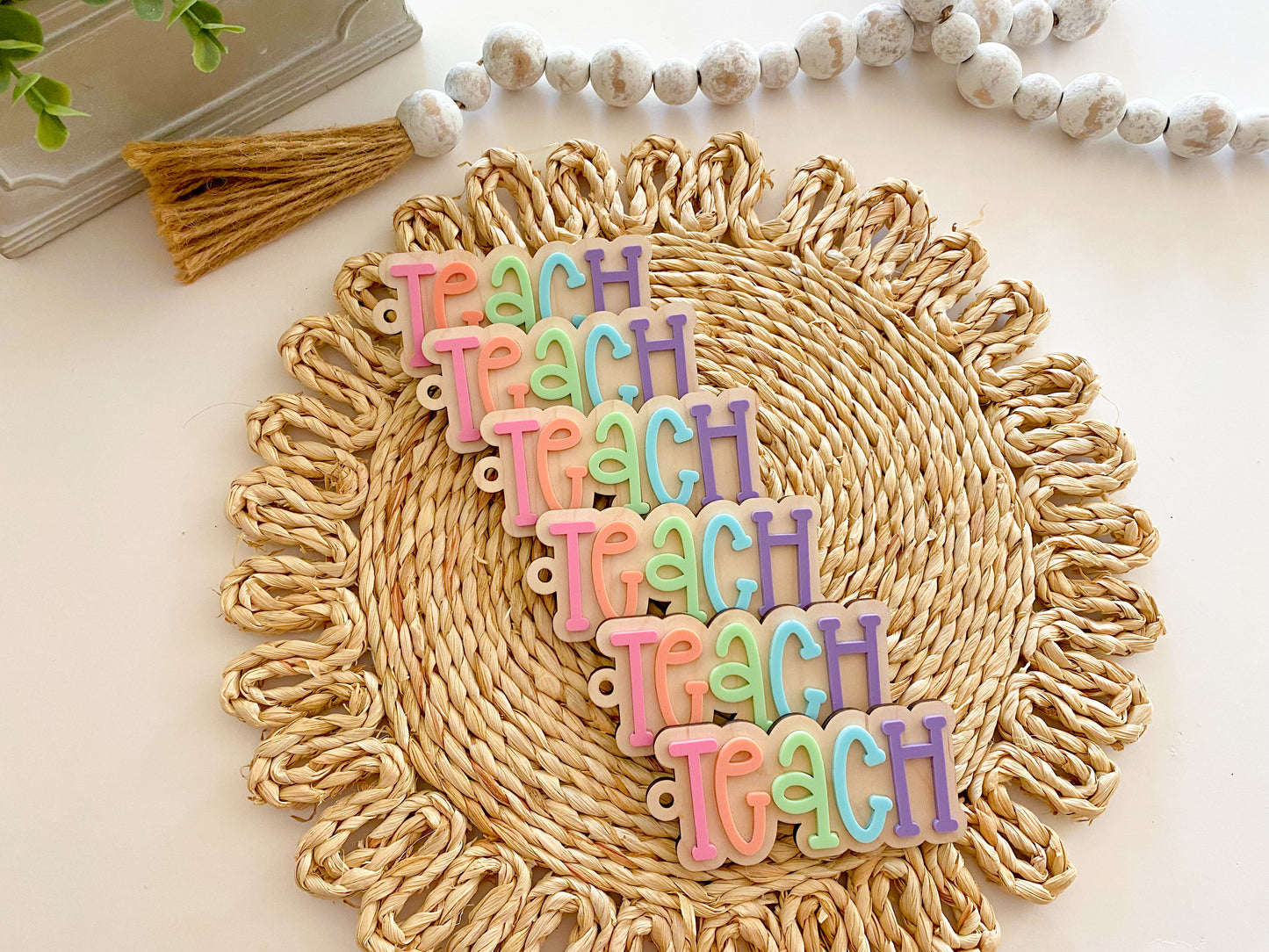 Teach Rainbow Keychain
