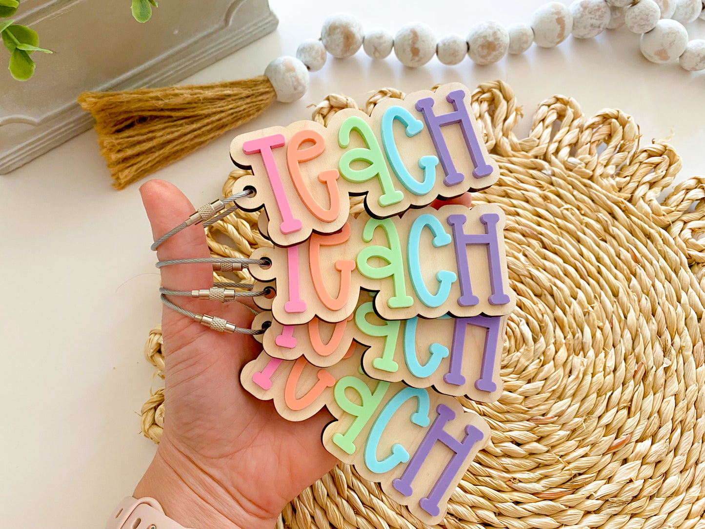 Teach Rainbow Keychain