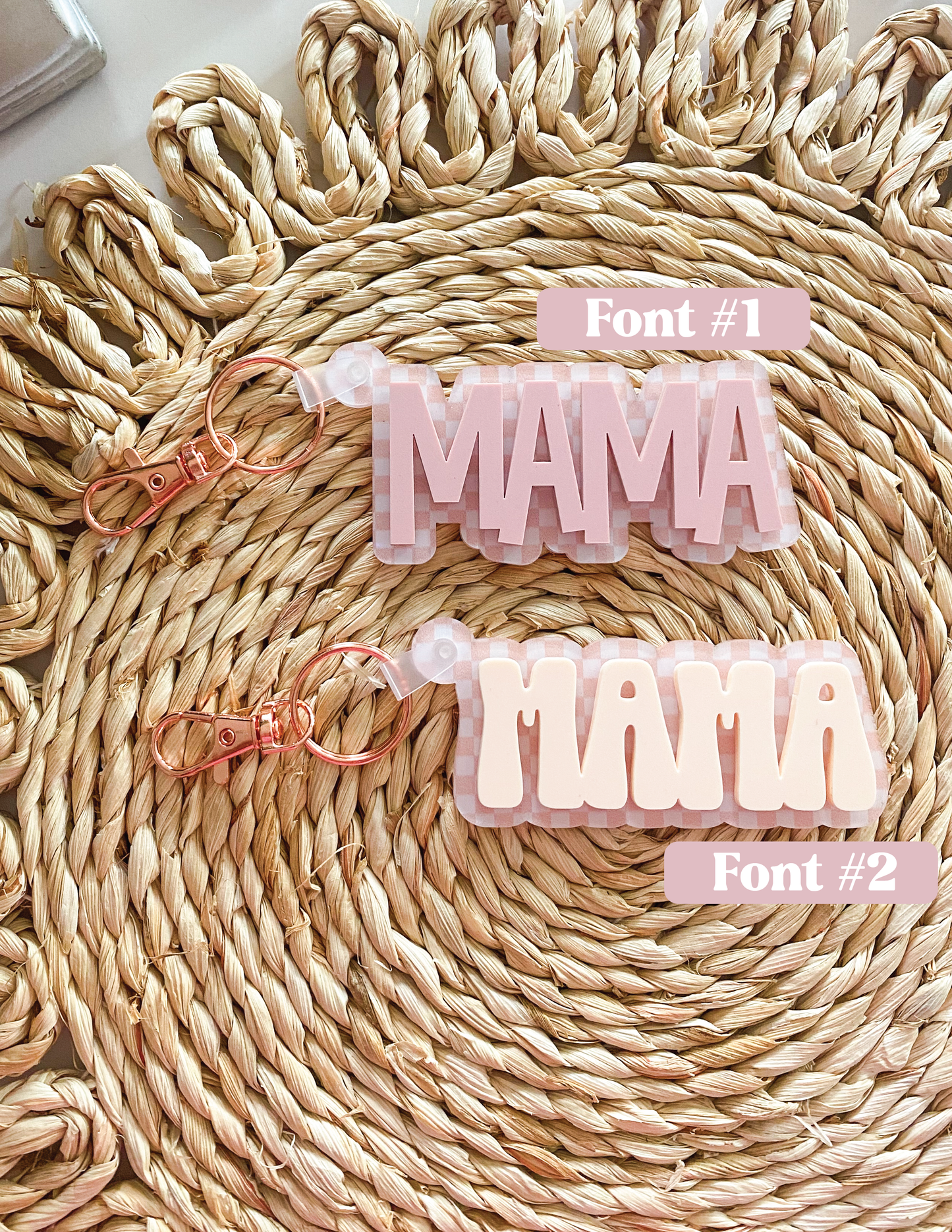 Acrylic Checkered Mama Keychain