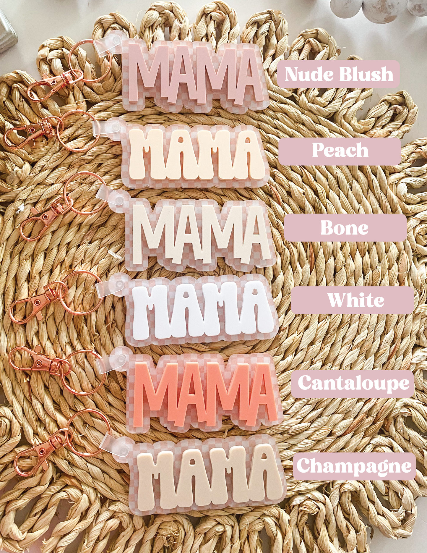 Acrylic Checkered Mama Keychain