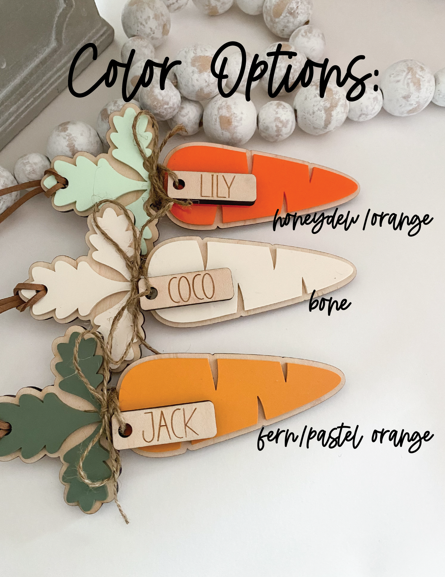 Easter Basket Carrot Tag with Wooden Name