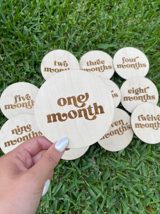 Wooden Monthly Milestone Discs for Baby Photos