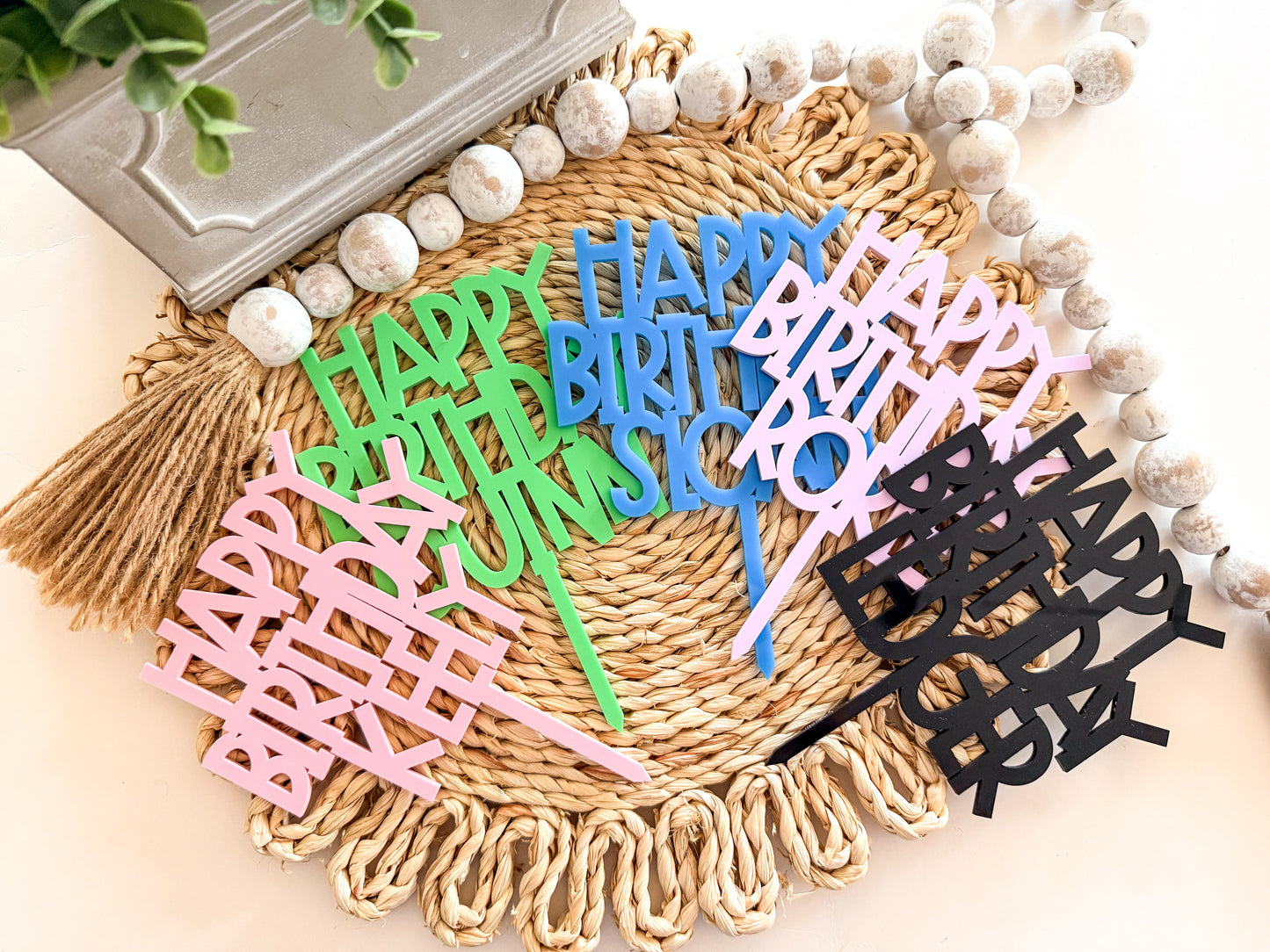 Personalized Happy Birthday Cake Topper