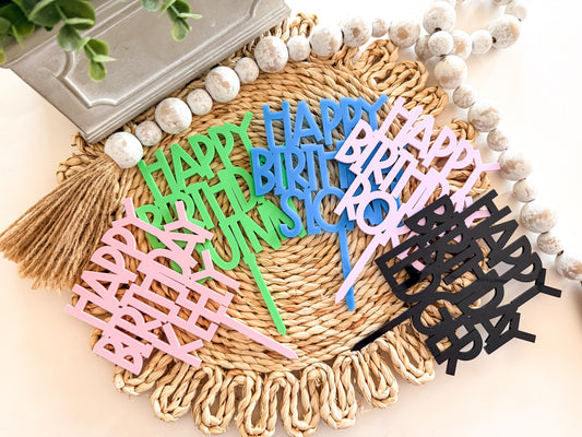 Personalized Happy Birthday Cake Topper