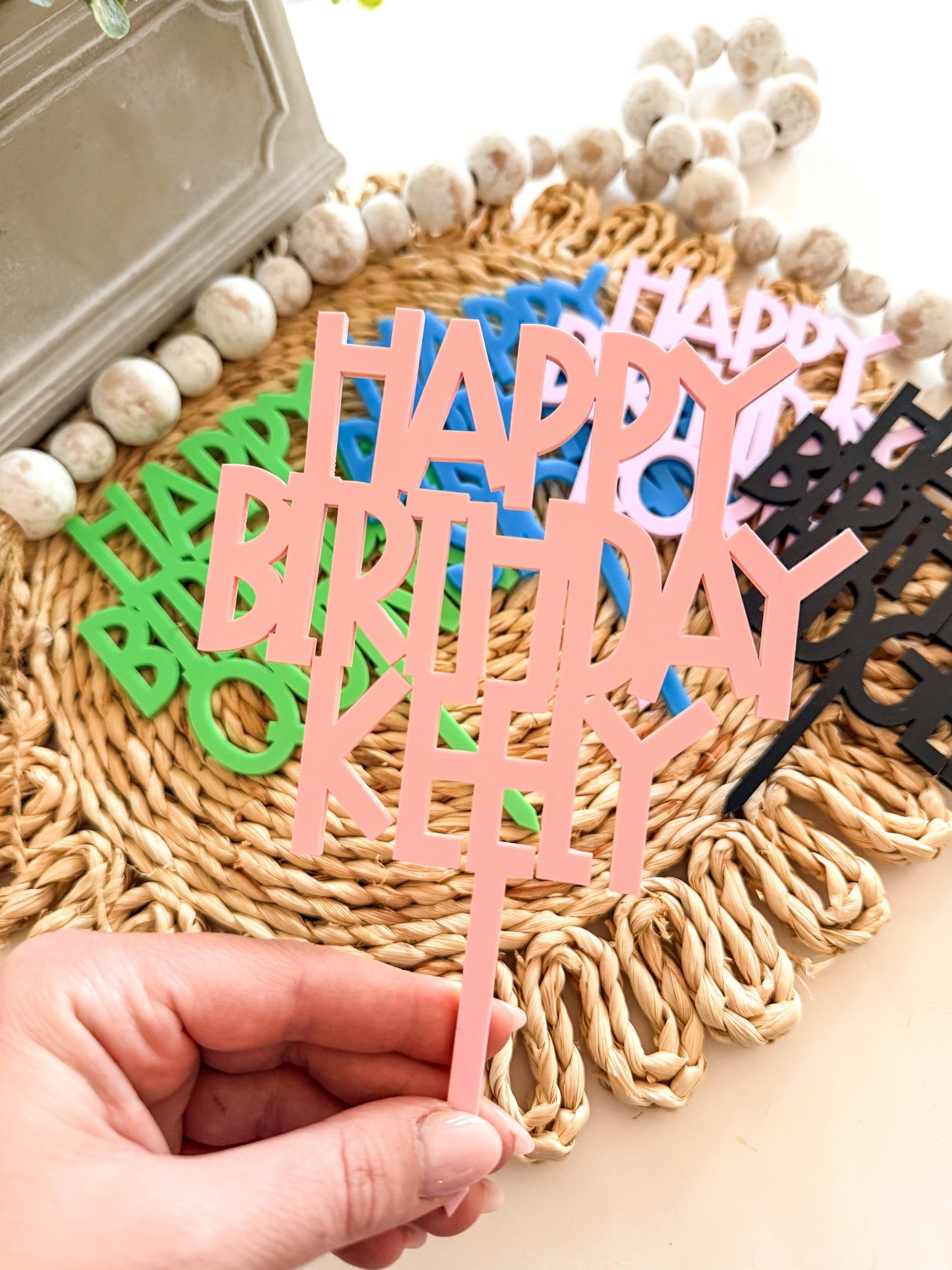 Personalized Happy Birthday Cake Topper