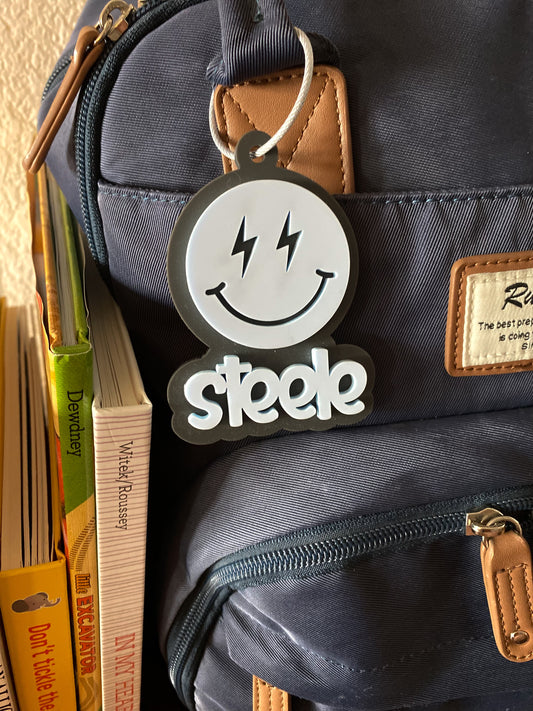 Smiley Face Lightning Bolt Keychains