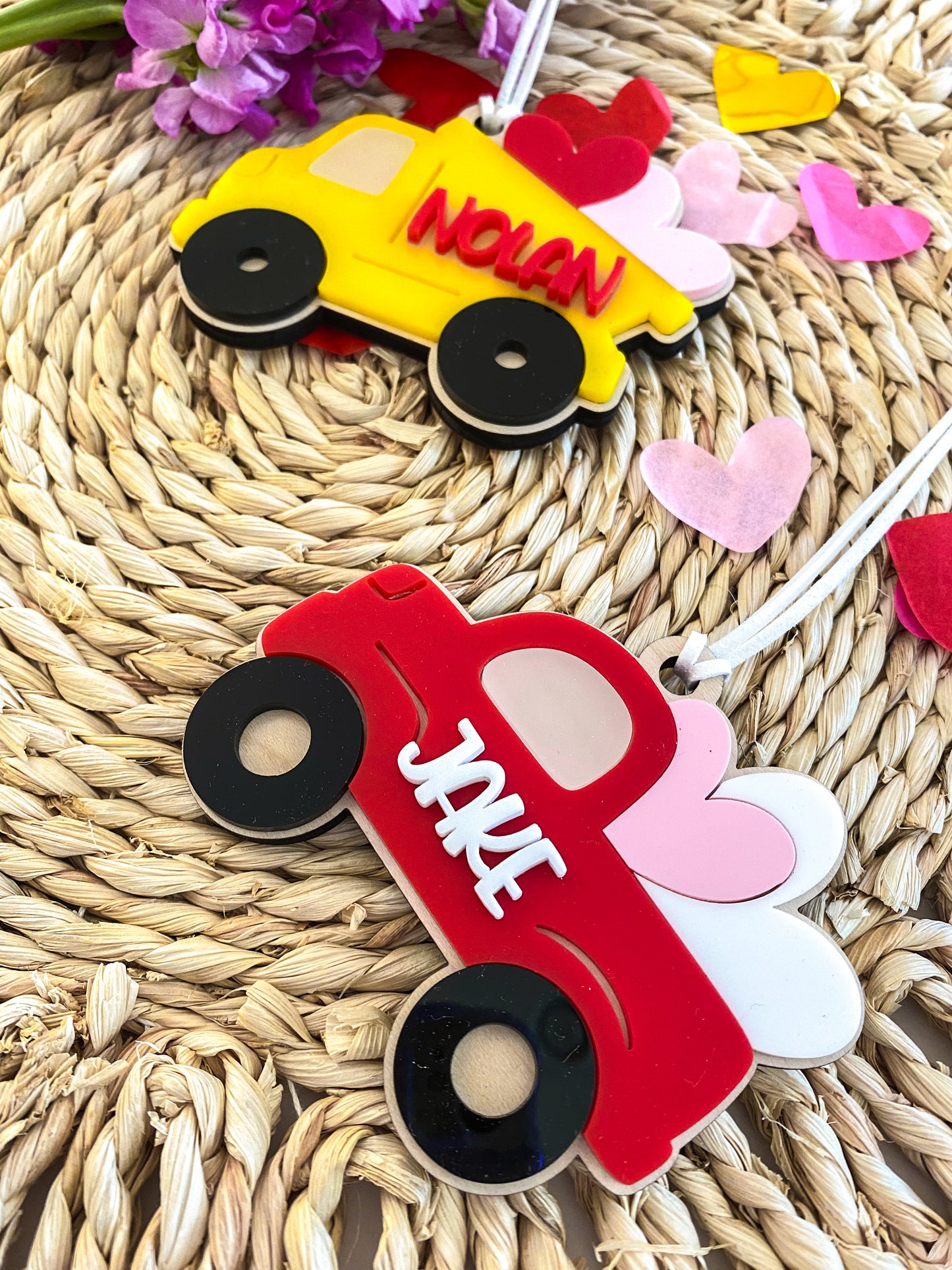 Construction Vehicle and Truck Valentine's Day Tag