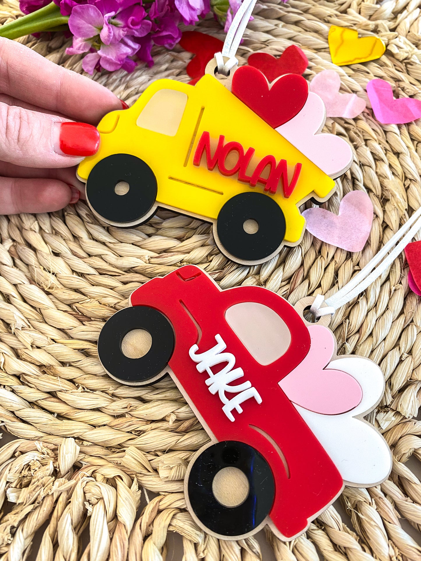 Construction Vehicle and Truck Valentine's Day Tag
