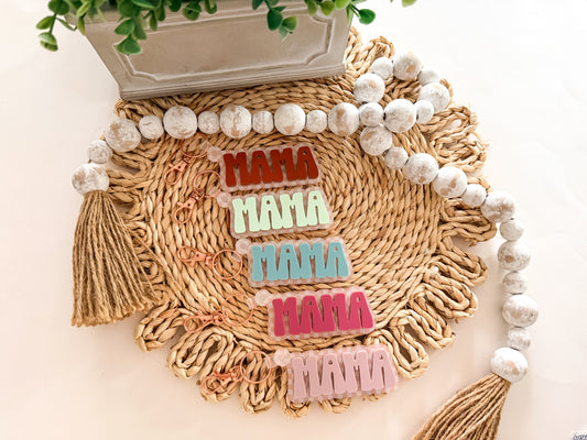 Mama Acrylic Checkered Keychain