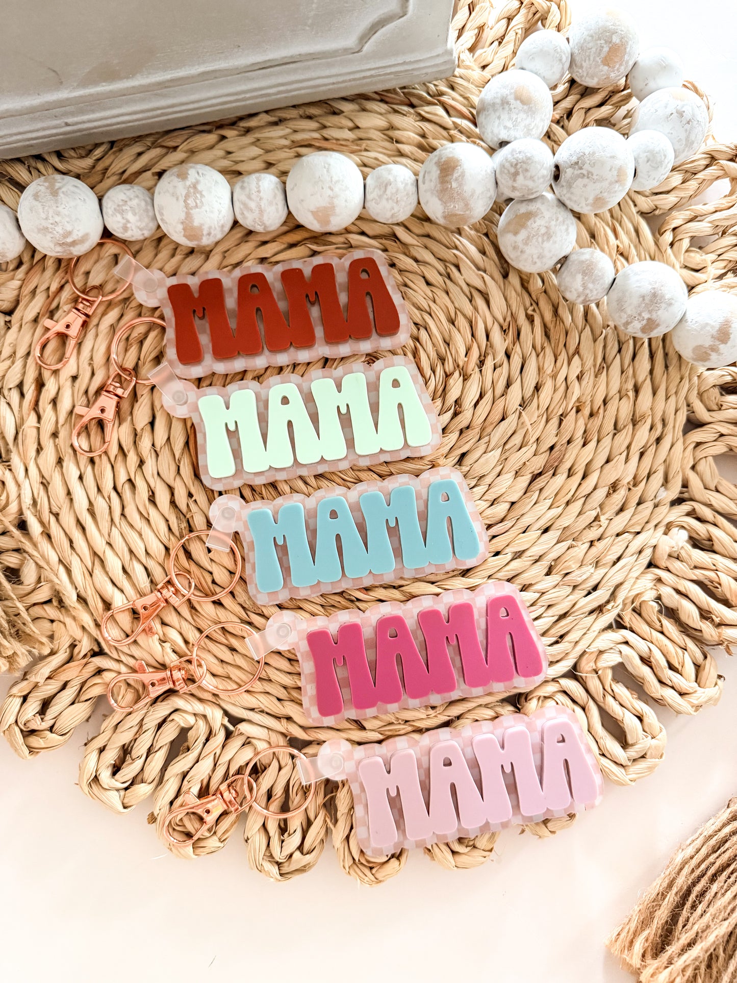 Mama Acrylic Checkered Keychain