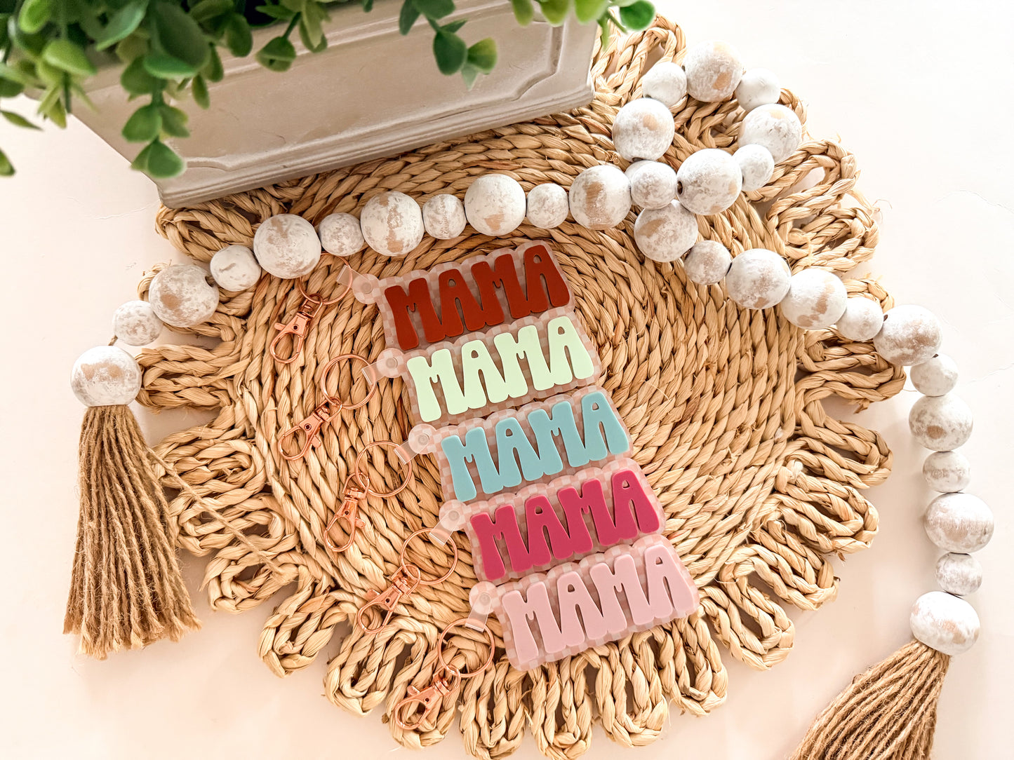 Mama Acrylic Checkered Keychain