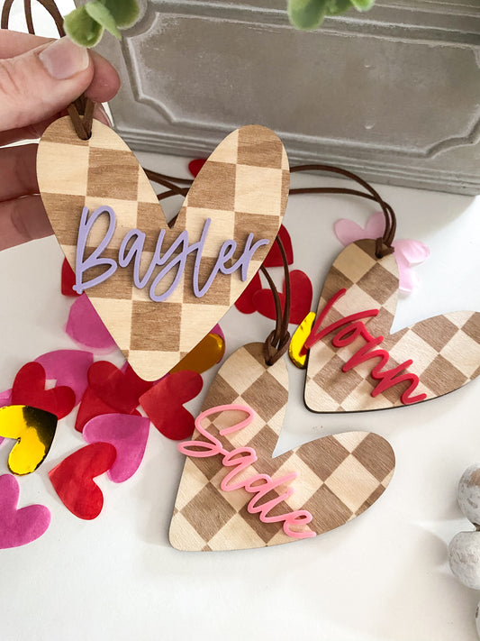 Valentine's Day Checkered Heart Tag