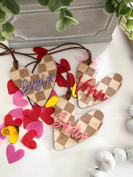 Valentine's Day Checkered Heart Tag