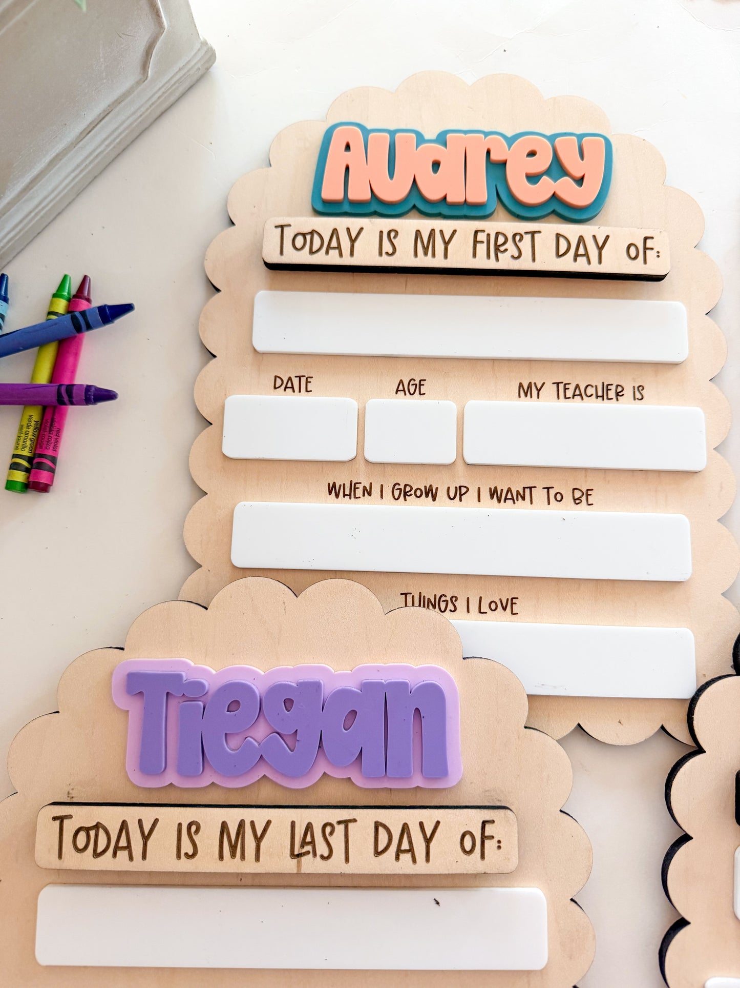 Large Personalized School Sign Scallop or Straight