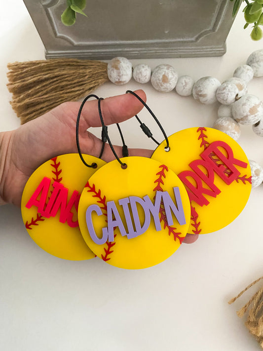 Softball Name Keychain