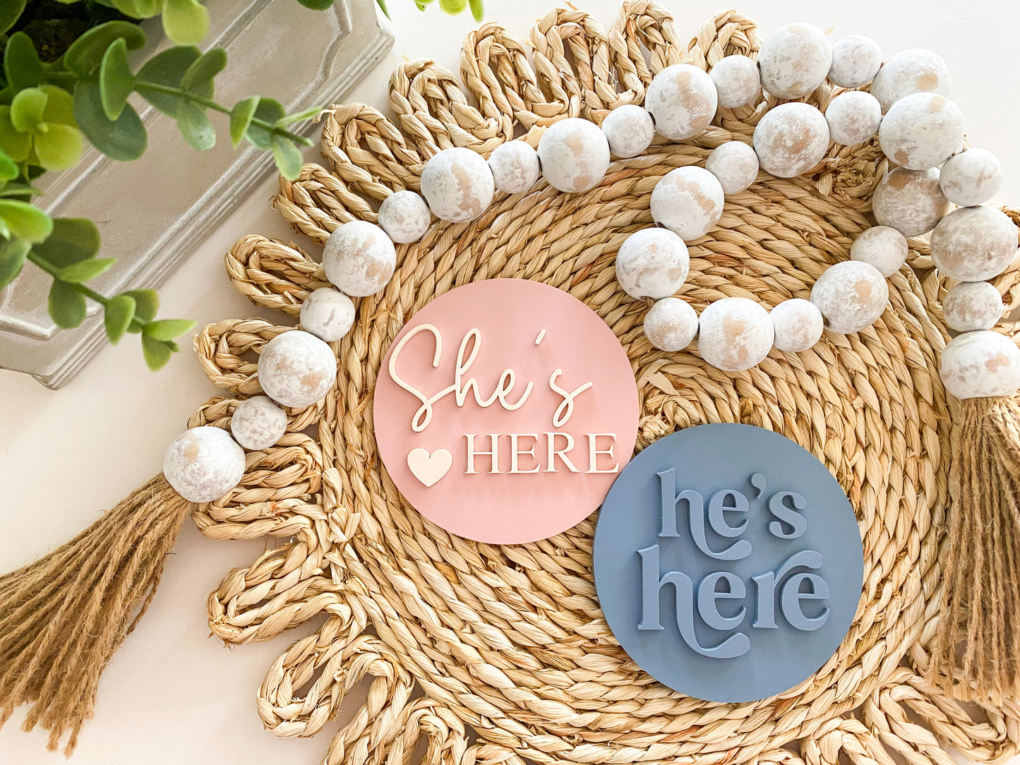 He's Here, She's Here Acrylic Baby Bundle