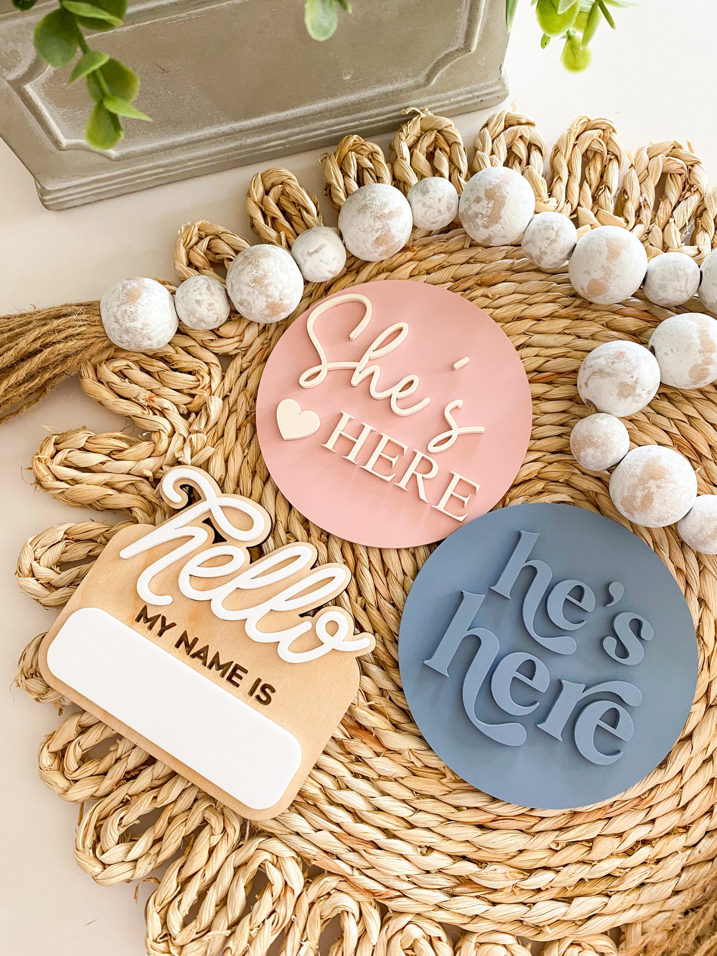 He's Here, She's Here Acrylic Baby Bundle