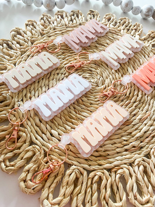 Acrylic Checkered Mama Keychain