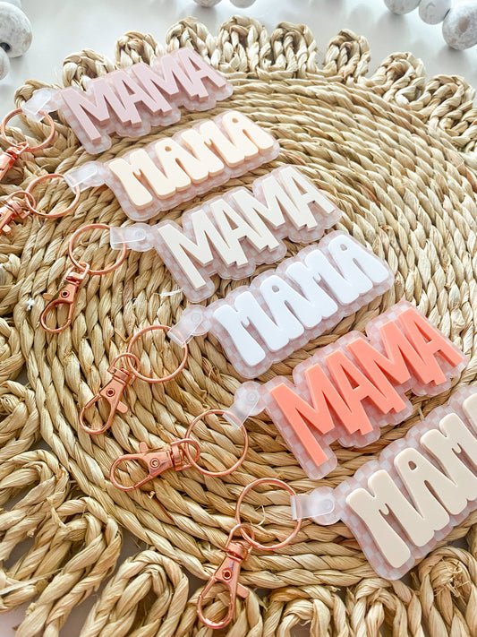 Acrylic Checkered Mama Keychain
