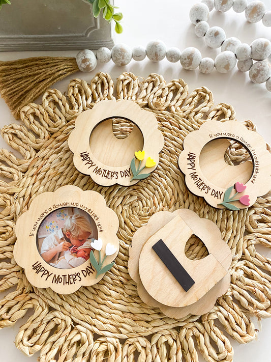 Mother's Day Round Photo Magnet Flowers