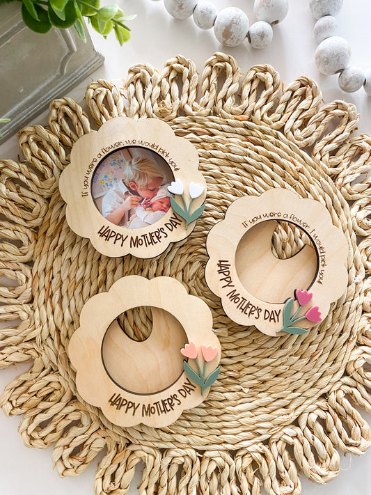 Mother's Day Round Photo Magnet Flowers