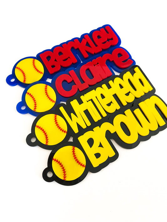 Custom Softball Name Keychains