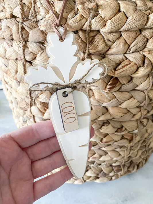 Easter Basket Carrot Tag with Wooden Name