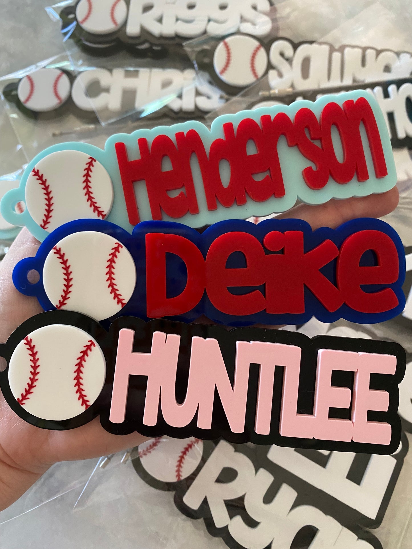 Custom Baseball Name Keychains