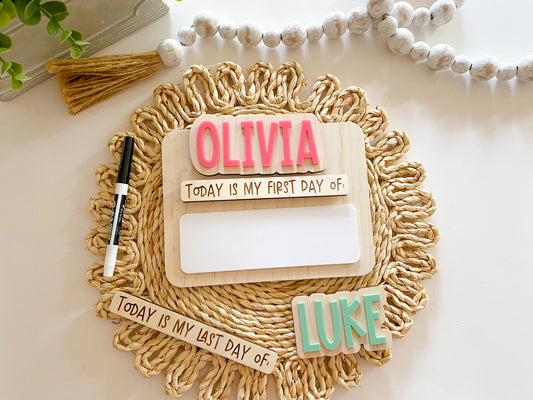 Personalized Small Interchangeable First & Last Day of School Sign