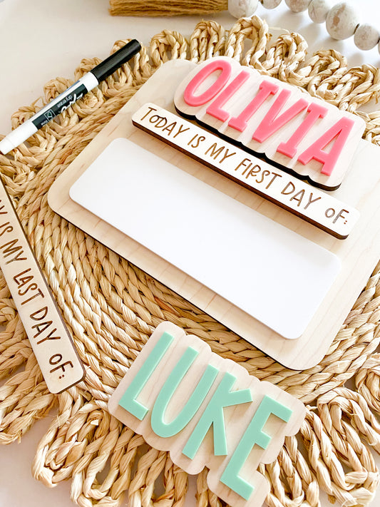 Personalized Small Interchangeable First & Last Day of School Sign