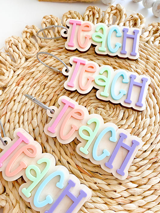 Teach Rainbow Keychain