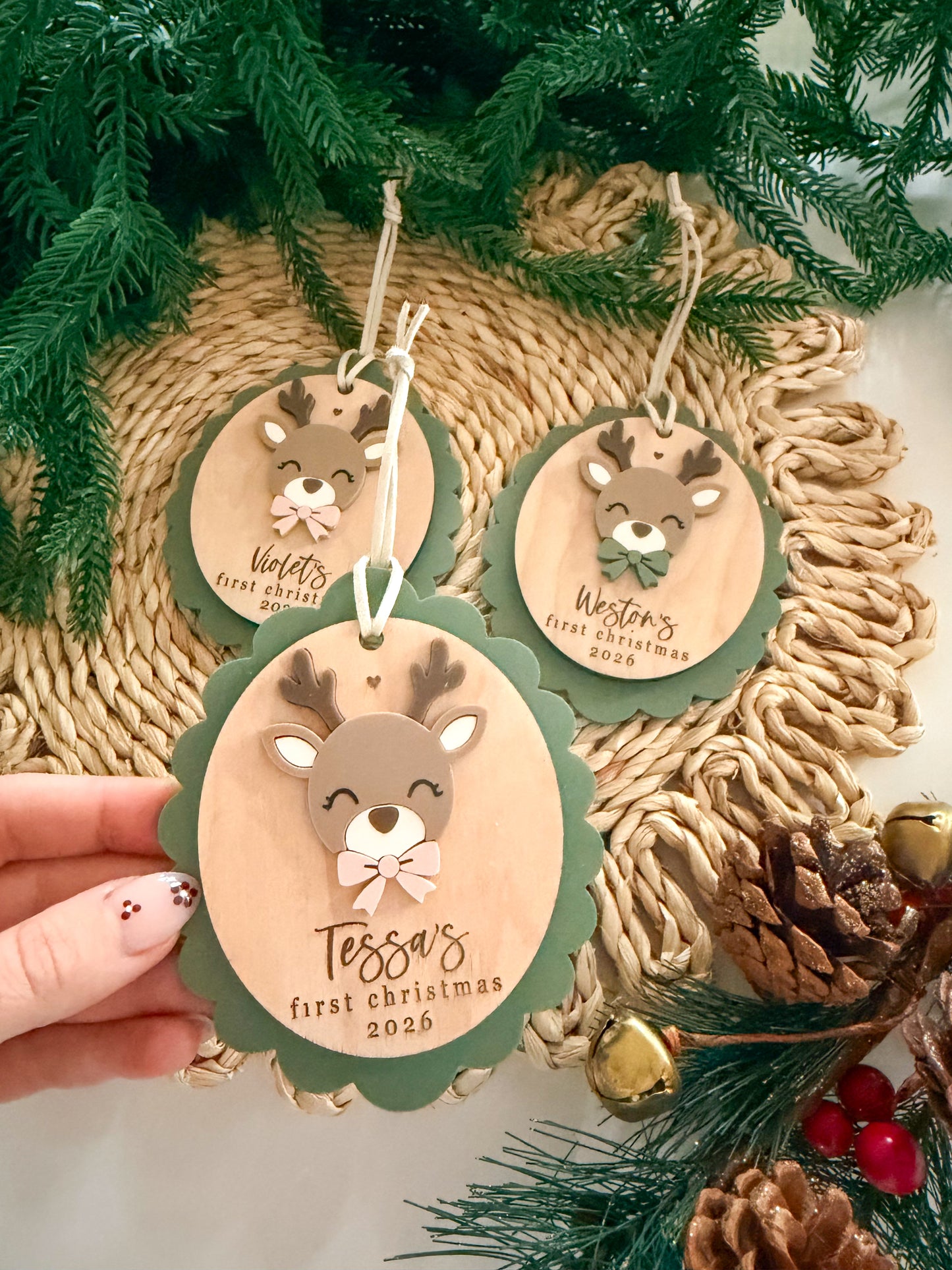 Baby's First Christmas Scallop Ornament