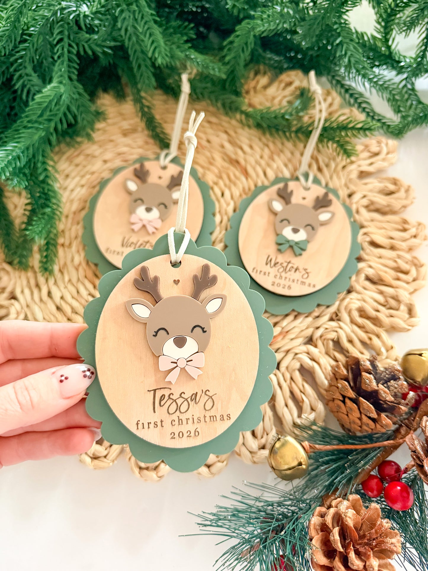 Baby's First Christmas Scallop Ornament