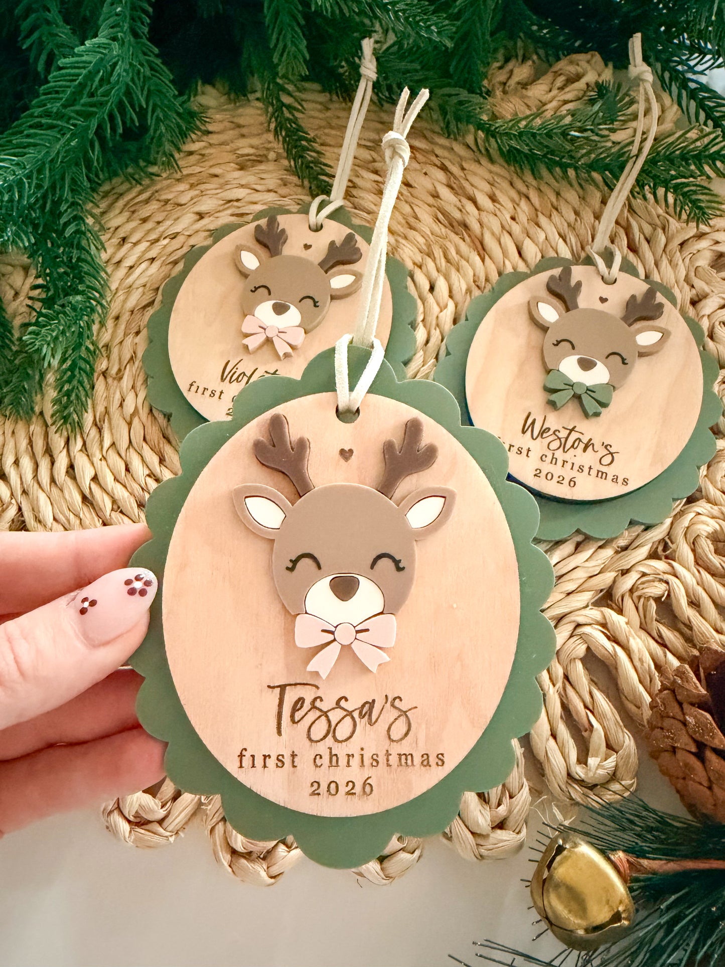 Baby's First Christmas Scallop Ornament