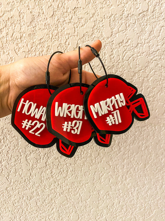 Football Helmet Name Keychains
