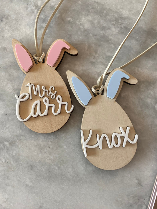 Easter Bunny Ear Egg Basket Tag