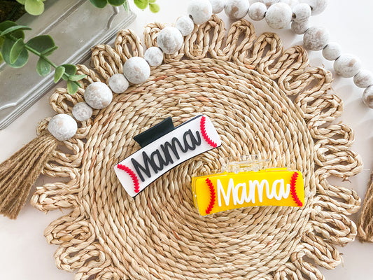 Baseball Softball Mama Claw Clips