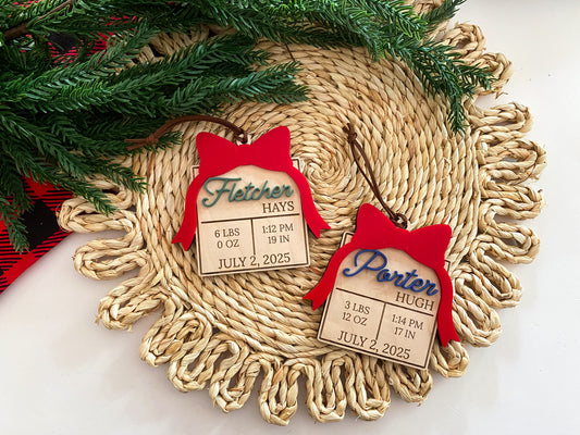Birth Stats Christmas Gift Ornament