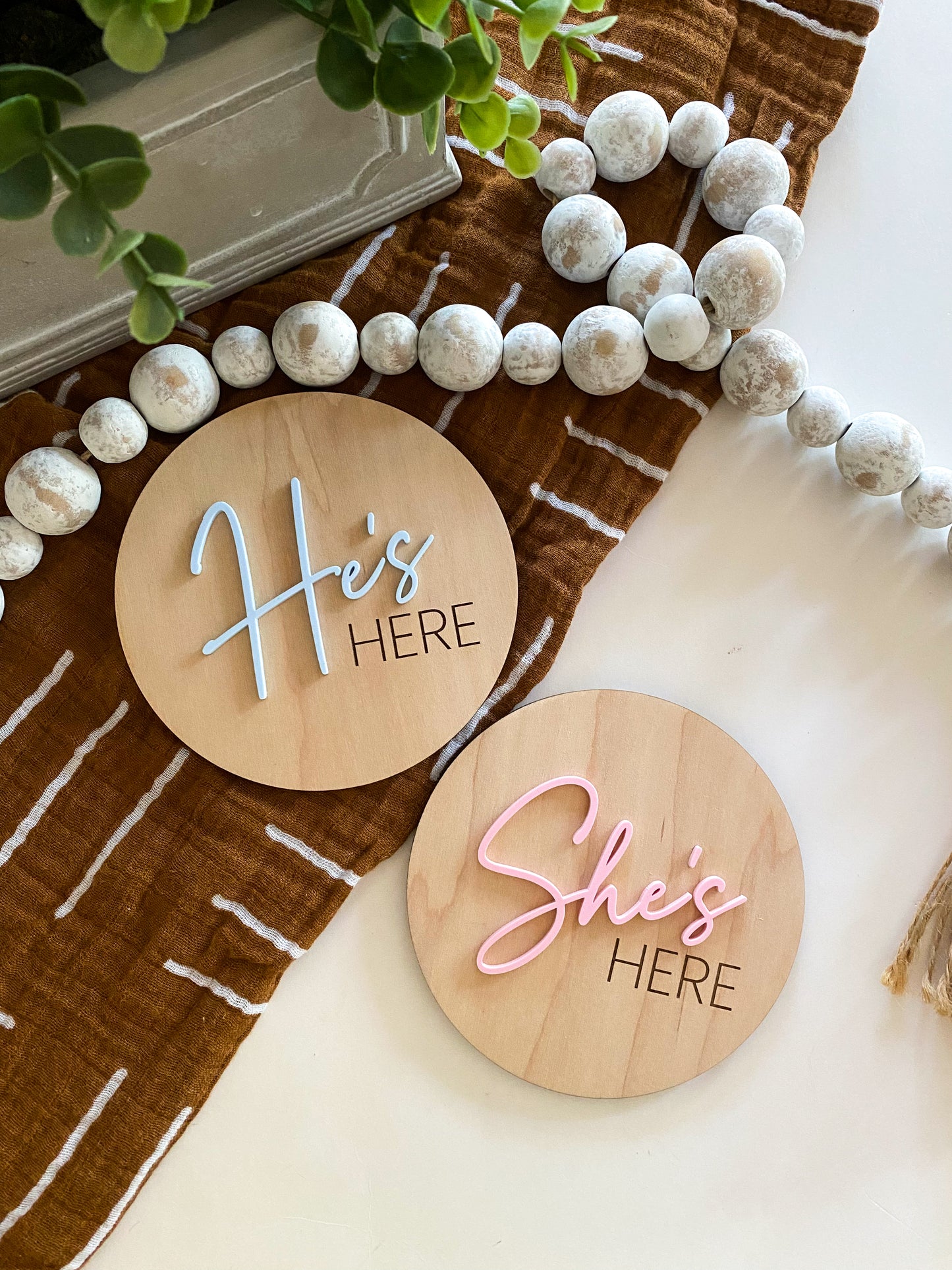 He's Here, She's Here, They're Here Baby Announcement Signs