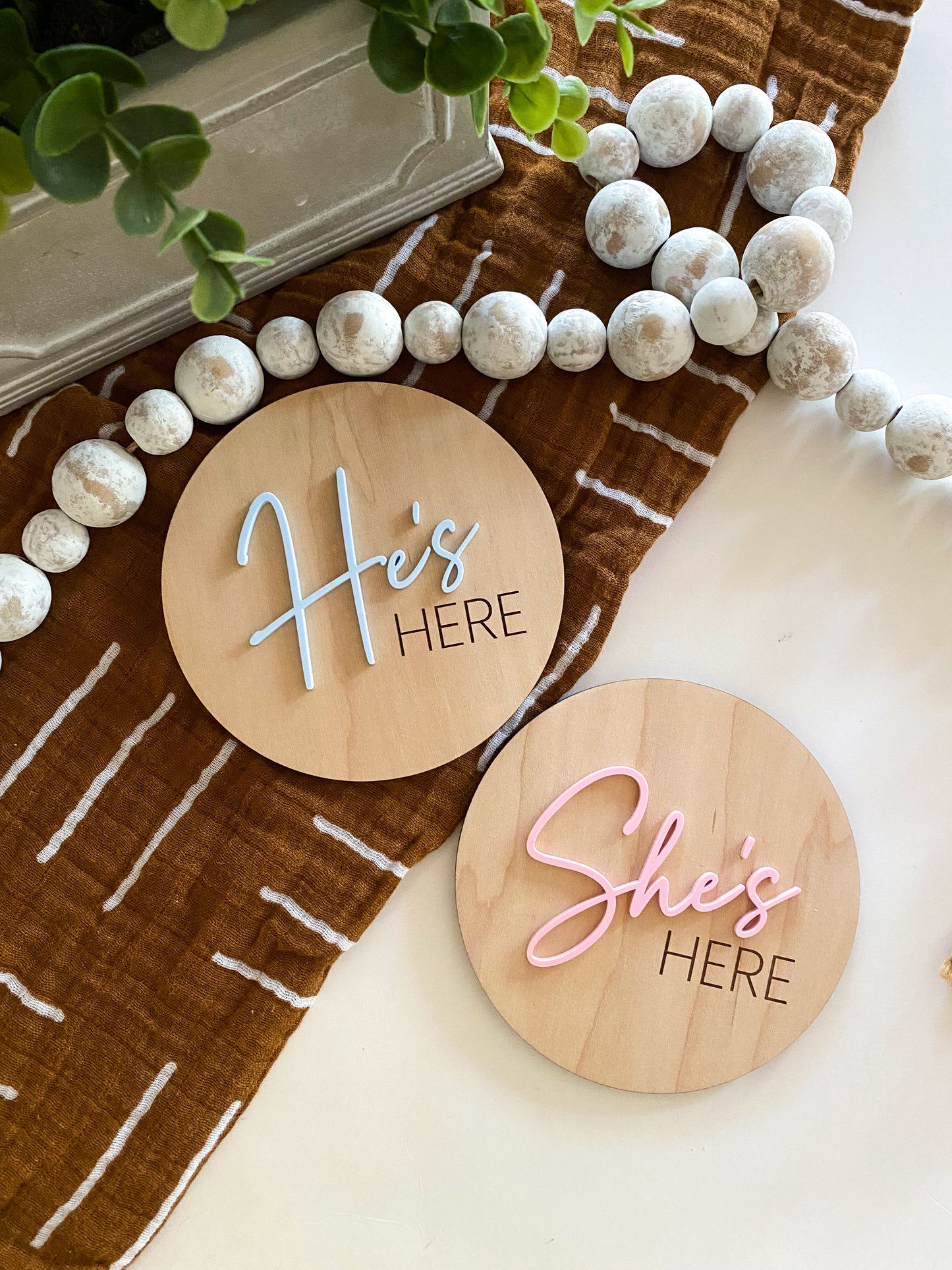 He's Here, She's Here, They're Here Baby Announcement Signs