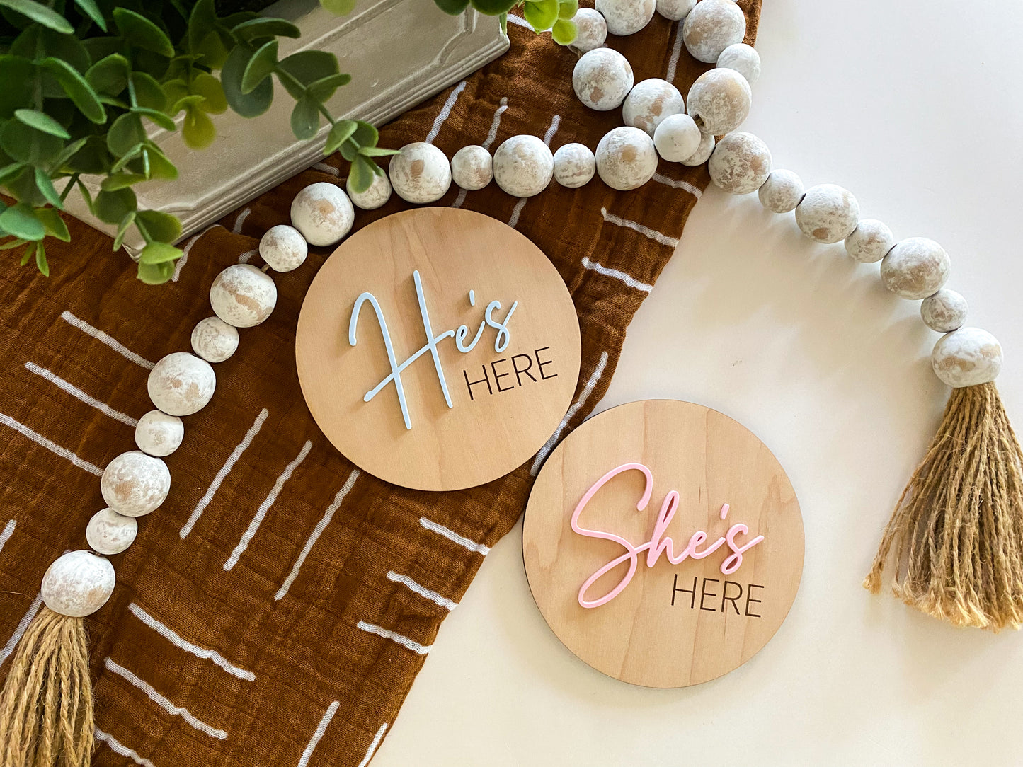 He's Here, She's Here, They're Here Baby Announcement Signs