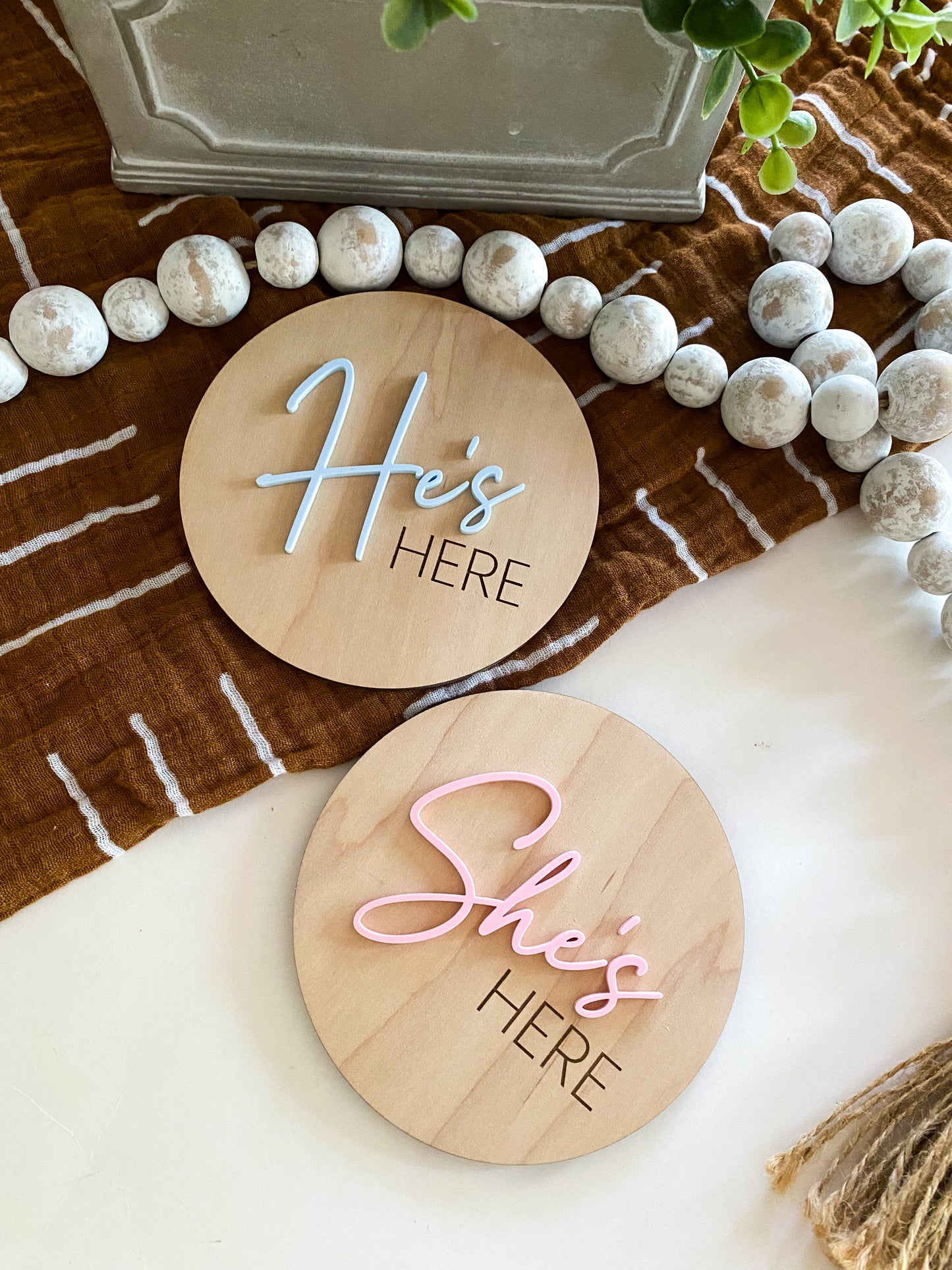 He's Here, She's Here, They're Here Baby Announcement Signs