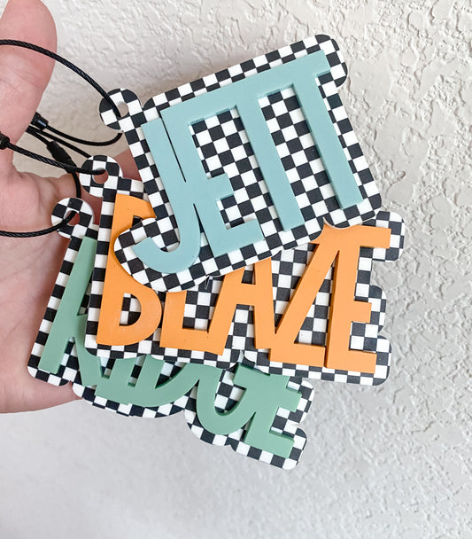 Acrylic Checkered Keychain