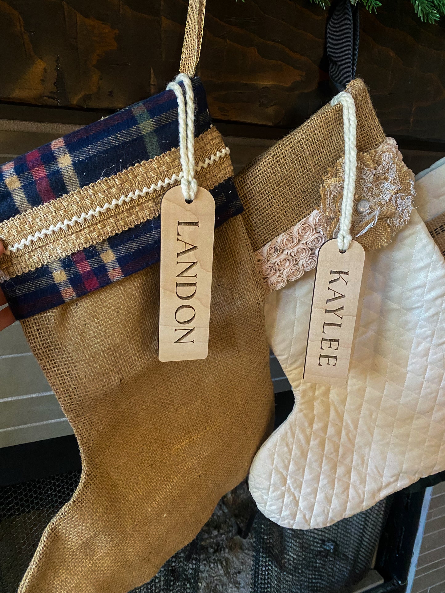 Wooden Engraved Stocking Tags