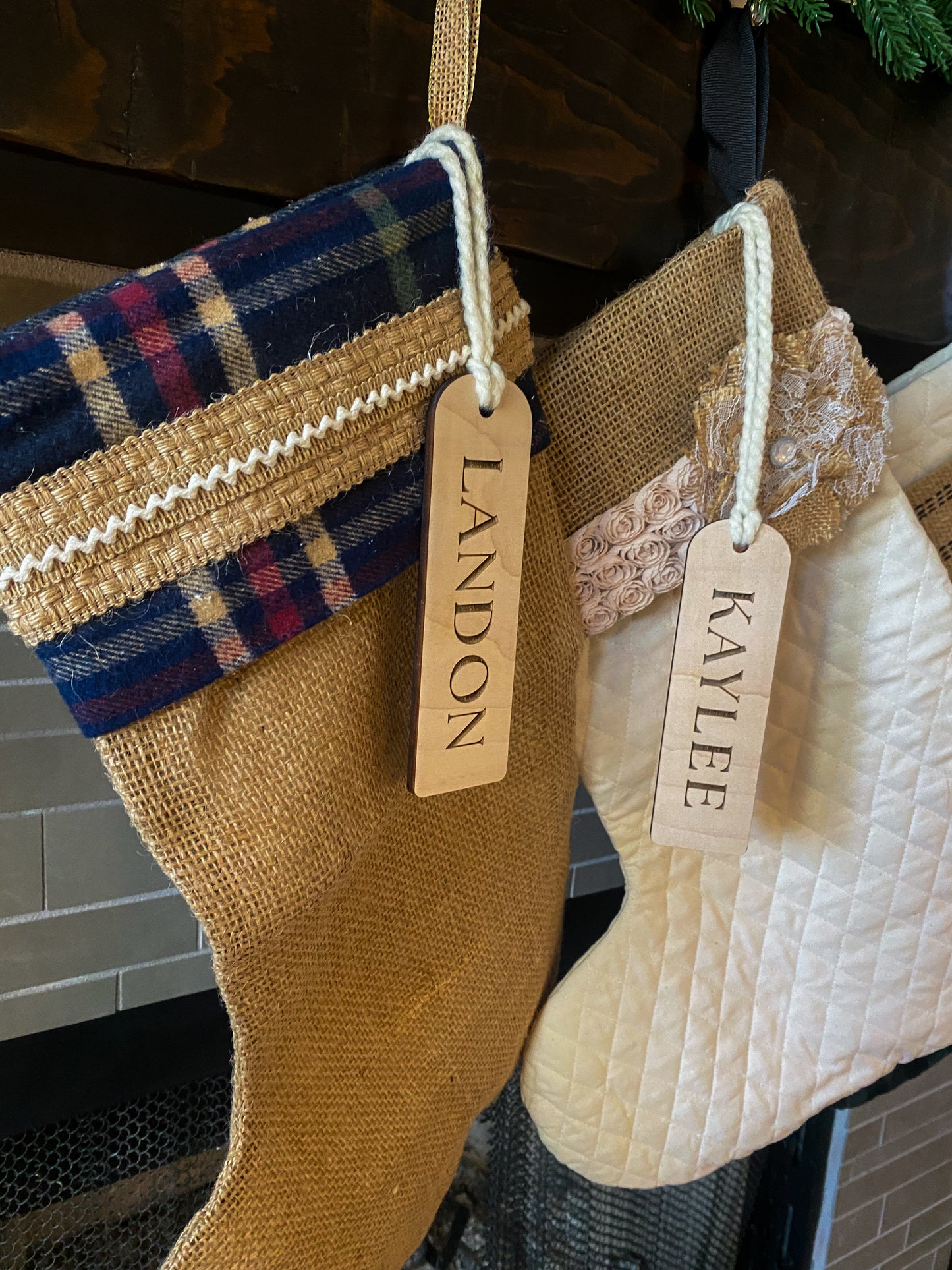 Wooden Engraved Stocking Tags