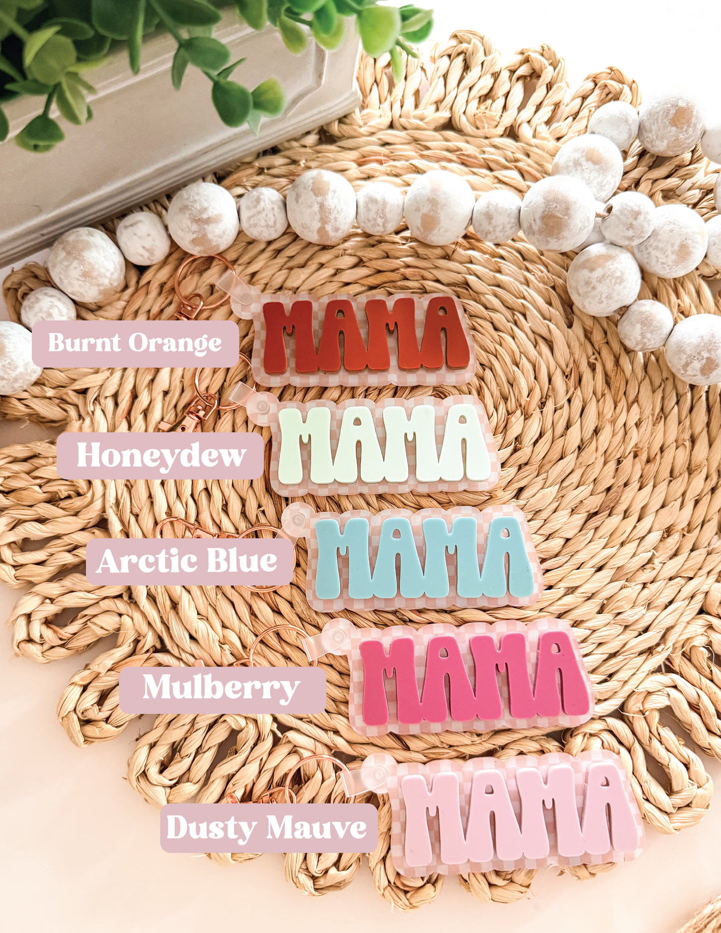 Mama Acrylic Checkered Keychain