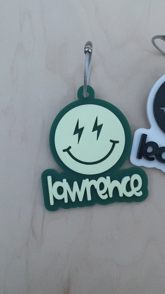 Smiley Face Lightning Bolt Keychains